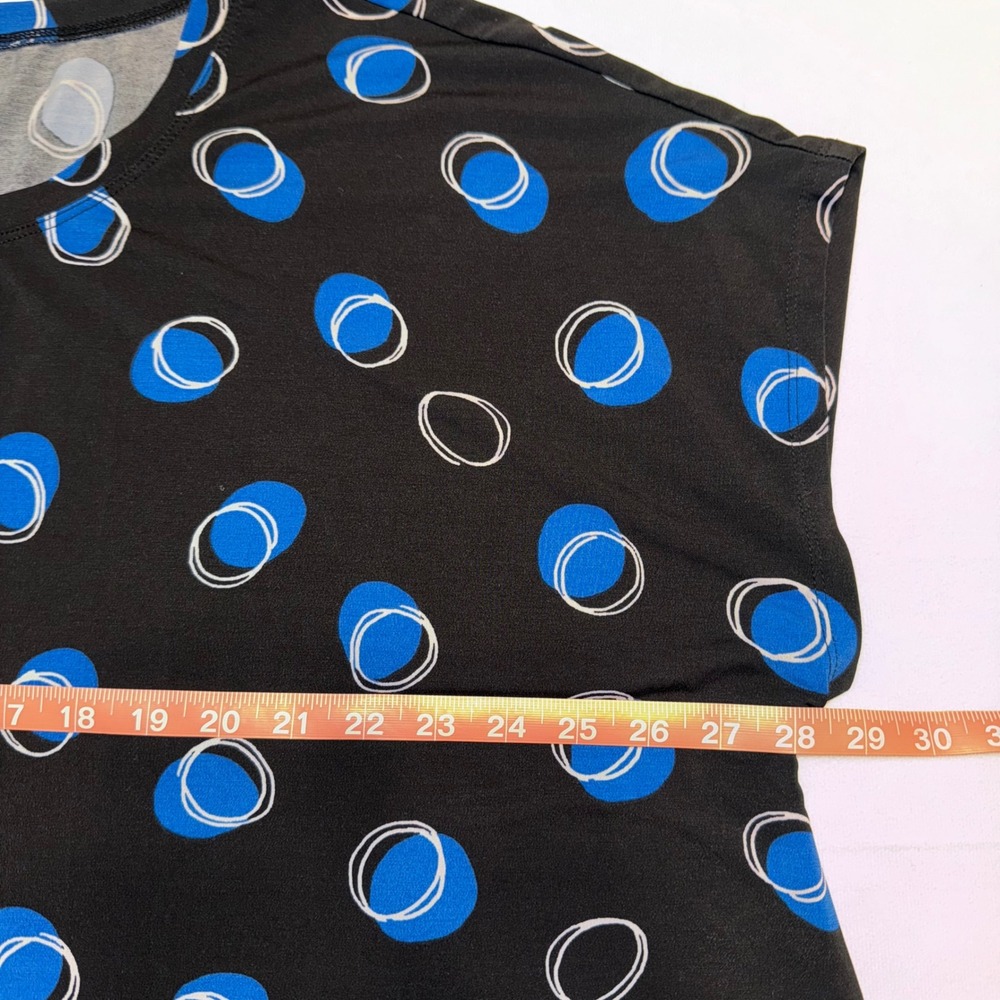 VIP WEAR Knits 22/24 Blouse Top Black Blue White Circles Pattern Plus Size - Picture 3 of 6